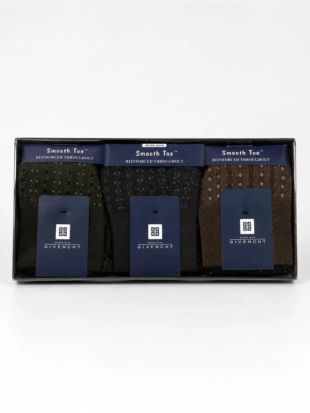Vintage Monsieur Givenchy Men’s Dress Socks 3 Pair Boxed Set NWT